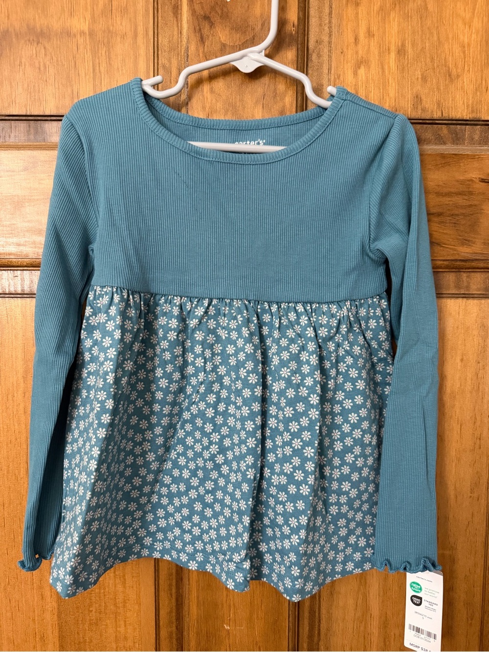 Carter's Teal Long Sleeve Floral Peplum Top